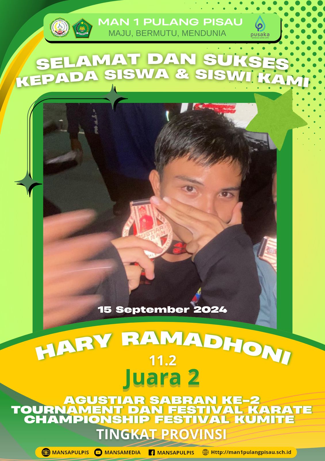 Hary Ramadhoni Berhasil Meraih Juara 2 Festival Karate Championship Festival Kumite